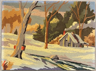 Vintage paint by number winter landscape painting / winter syrup