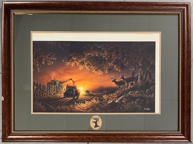 Terry Redlin Print Titled "Sunset harvest" 1996 with Certificate of Authenticity