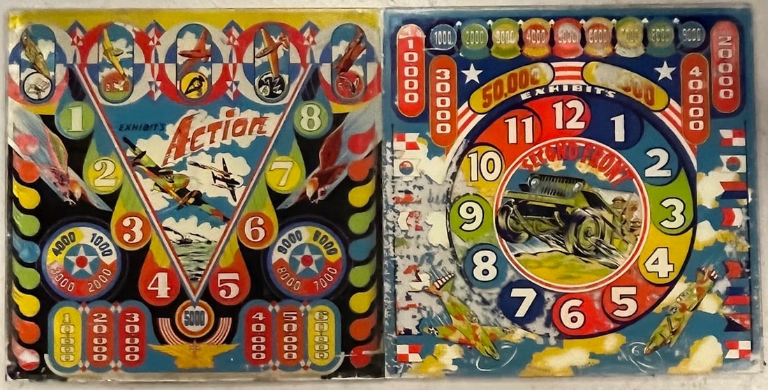 Lot of 2 Vintage Pinball Machine Back Glasses - Exhibits Action and Exhibits Second Front (1 of 8)