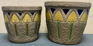 Lot of 2 Antique Roseville "Mostique" Pattern Art Pottery Jardinieres