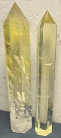 A large pair of genuine Yellow citrine Quartz Crystal Obelisk towers