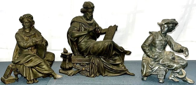 Lot of 3 Antique Spelter Seated Figures
