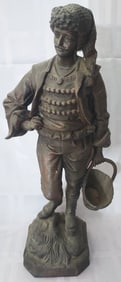 Antique Spelter Figure Carrying a Basket