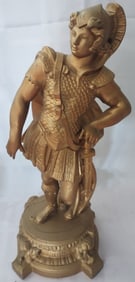 Antique Spelter Female Figure on Pedestal Base