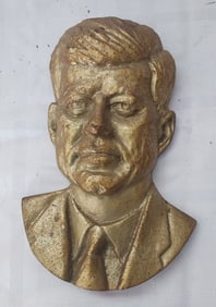 Cast iron John F Kennedy wall plaque