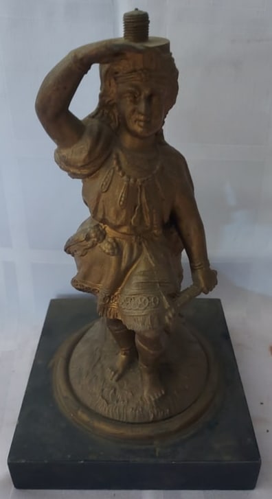 Antique Metal Native American Figural Oil Lamp Base (1 of 7)