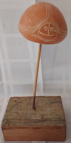 Native American pottery Sculptural Seed Pot On Stand