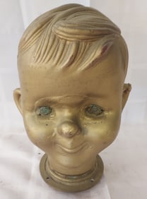 Heavy Solid Bronze or Brass head of Young Boy