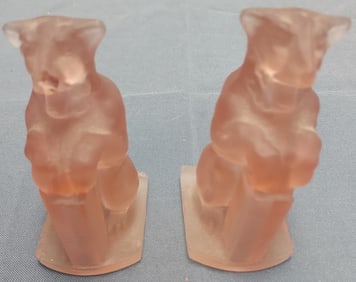 Pair of Vintage Satin Glass Bears