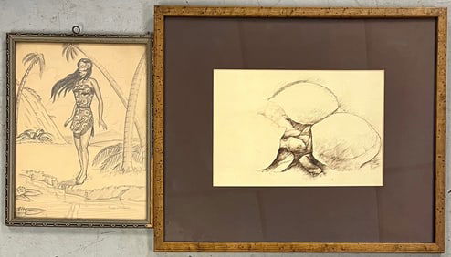 A Pair of Drawings on Paper by Royal D Lewando (Active/Lived in PA., Mid 20th C.)