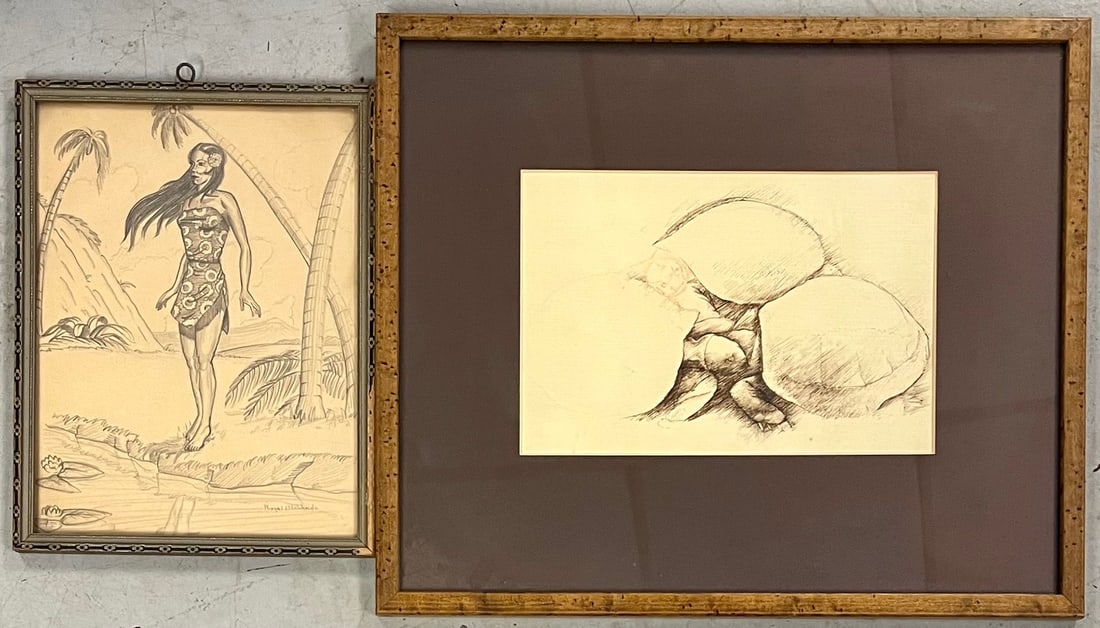 A Pair of Drawings on Paper by Royal D Lewando (Active/Lived in PA., Mid 20th C.) (1 of 10)