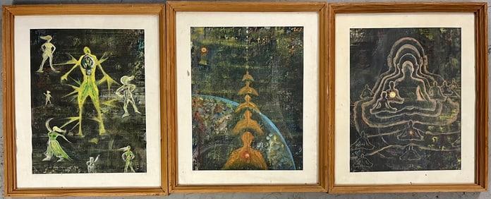 Lot of 3 Vintage Framed Abstract Prints