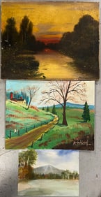 Group of 3 Paintings, 2 Are Signed by Artist, Sally Purcell and Burns Robinson