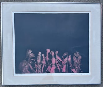 Framed Virginia Mortenson-Francis 1972 Collagraph Print - De Cordova Museum