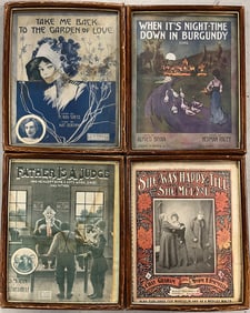 Lot of 4 Framed Antique Sheet Music