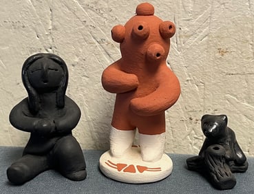 GROUP OF 3 NATIVE AMERICAN POTTERY FIGURES, MUDHEAD A. CONCHA