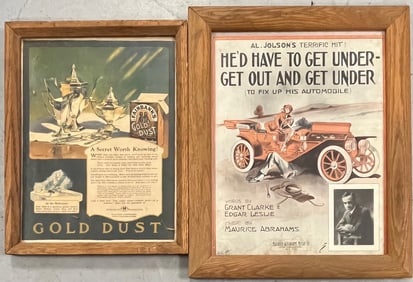 2 Pieces of Framed Advertising - Fairbanks Gold Dust, Sheet Music