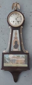 Seth Thomas Banjo Clock #7, 120 movement,  Thomas Jefferson Reverse Glass Painting