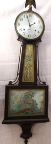 Antique Sessions Banjo Clock With Eagle Finial