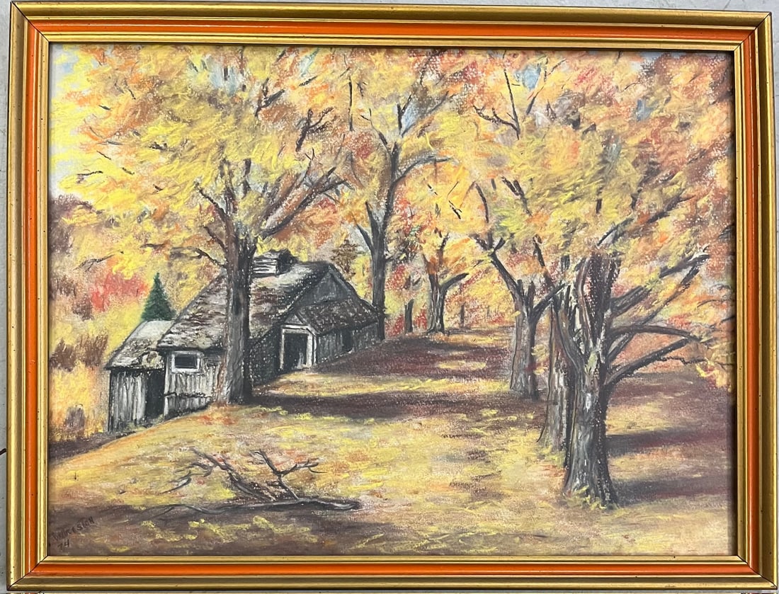 Artist Signed Crayon Pastel drawing Signed and Dated Wriston '74 (1 of 4)