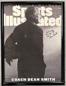 Vintage Framed and Signed / Autographed Dean Smith Sports Illustrated Poster