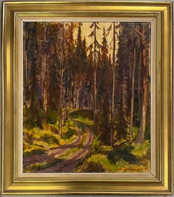 Framed Oil On Canvas Landscape by Alfred Brandgaard (20th C., Danish) Artist Signed L/R