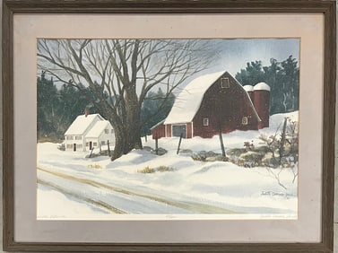 Framed Judith Carrara Gould Limited Edition 57/500 Winter Landscape Print, Artist Signed