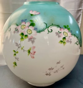 Original Hand Painted Gone With The Wind Milk Glass Ball Lamp Shade