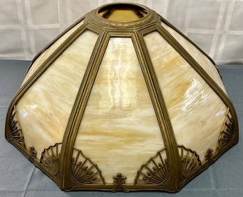 Antique c. 1930 Caramel Slag Glass Parlor Lamp Shade - Lamp Parts