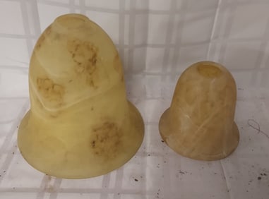 Lot of 2 Vintage Frosted and Painted Bell Shaped Lamp Shades