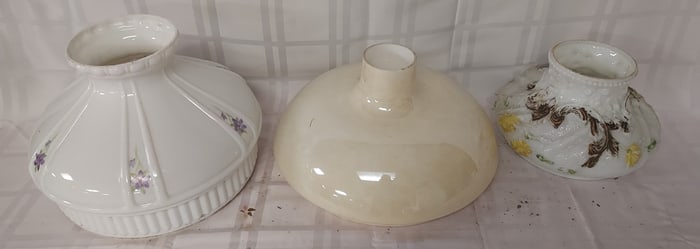 Group of 3 Vintage / Antique Glass Lamp Shades