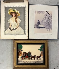 Group of 3 Art Work items Including John David Gerry photograph, Vitalie Z Terletsky Painting