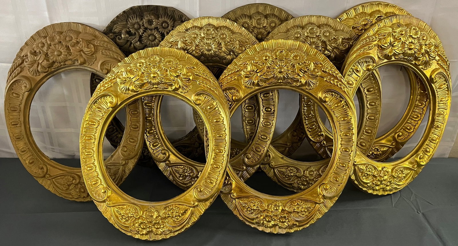 Group of 9 Antique French Brass Comtoise Morbier Clock Dial Surrounds (1 of 6)