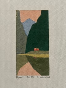 Edward Landon (1911-1984) Miniature Screen Print Titled Fjord ed. 50, Artist Signed