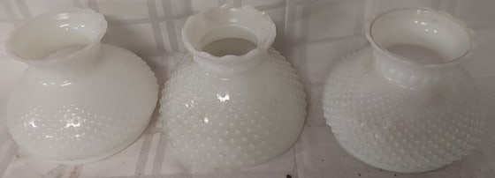 Lot of 3 Vintage Hobnail Milk Glass Lamp Shades