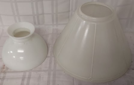 Lot of 2 Vintage / Antique Milk Glass Lamp Shades