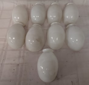 Lot of 9 (nine) Made in Germany Guth Aglite, St. Louis White Gooseneck Lamp Shades