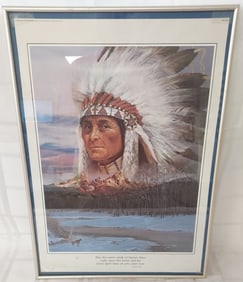 Native American Cherokee Chief Poster, Julie Kramer Cole, 1985 Leanin' Tree Publishing Co.