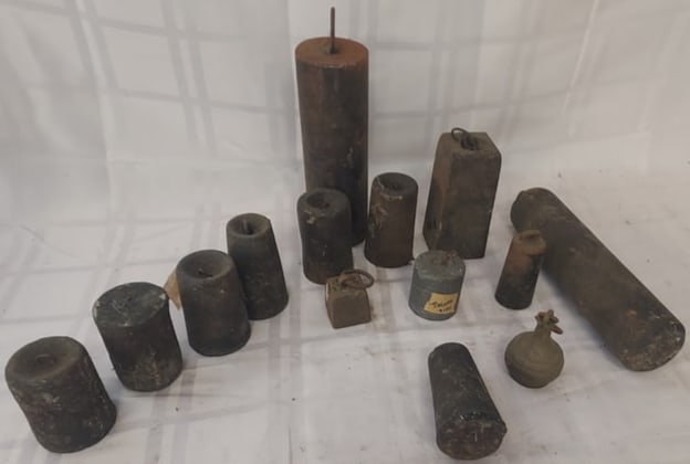 Group of 14 Various Antique Cast Iron, Lead Clock Weights (1 of 6)
