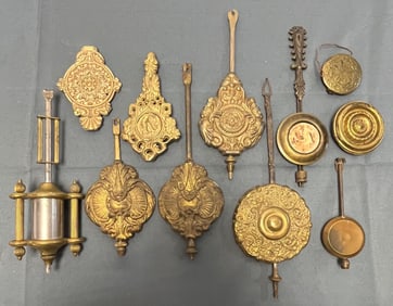 Group of 11 Misc. Antique Clock Pendulums