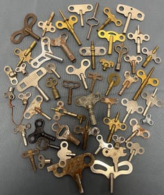 Lot of 53 Various Vintage and Antique Clock keys
