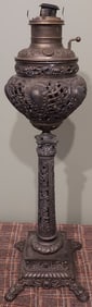 Antique 19th C. Victorian Oil Banquet Lamp Base, no shade