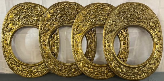 Group of 4  French Brass Comtoise Morbier Clock Dial Surrounds