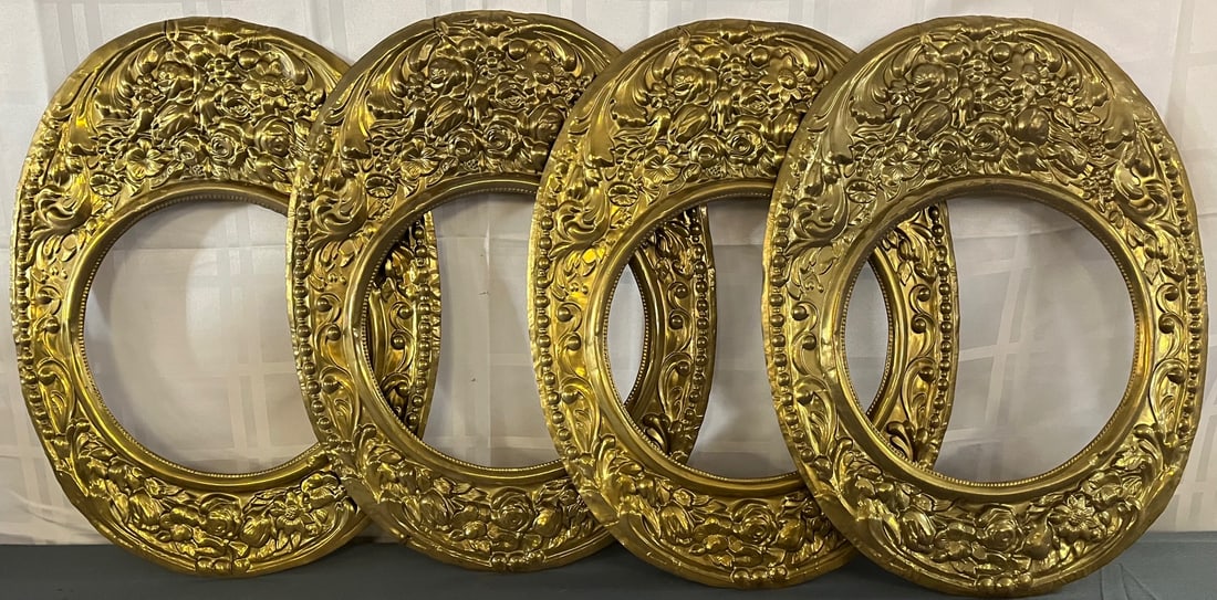 Group of 4  French Brass Comtoise Morbier Clock Dial Surrounds (1 of 8)