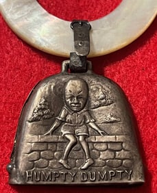 Vintage Sterling Silver and Mother-Of-Pearl Humpty Dumpty Baby Rattle