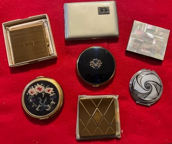 Group of 7 Vintage / Antique Compacts and Cigarette Case