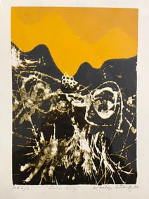 Mid Century Limited Edition Screen Print Signed Karlin Strong Titled "Gold Sky" Edition 6 / #1