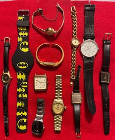 Lot of 11 (Eleven) Vintage Wrist Watches Including Batman Watch