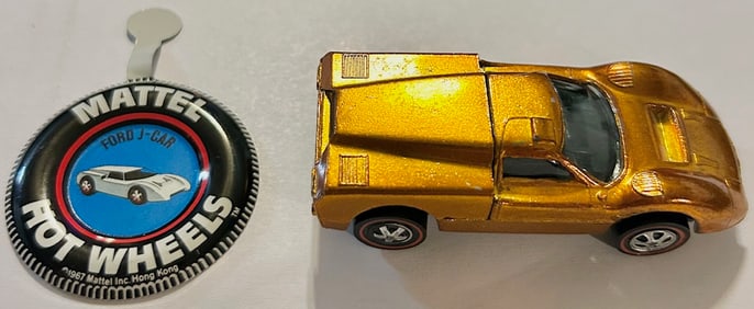 1967 MATTEL RED LINE HOT WHEELS FORD J-CAR W/ METAL TAB