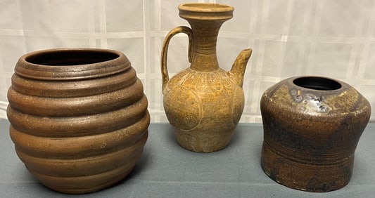 GROUP OF 3 PIECES OF VINTAGE JAPANESE STUDIO POTTERY